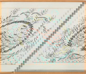Eva Bouzard-Hui "Kitty and Spring" Mixed Media