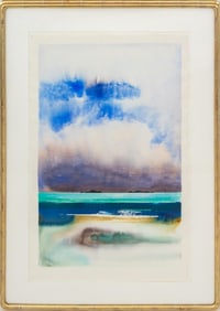 Illegibly Signed Abstract Seascape Watercolor