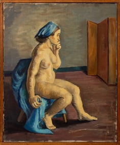 Mary Schaefer Seated Nude Female Oil on Canvas