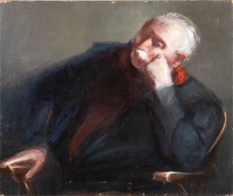 Bill Darling Elderly Male Figure in Chair Oil