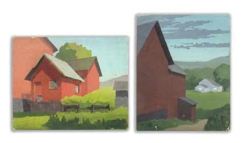 Osterstock Village Landscape Scene Oil on Board, 2