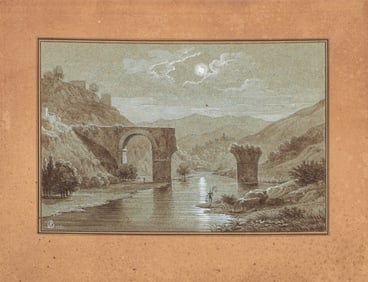 European Landscape Gouache, Pen & Ink, 1821