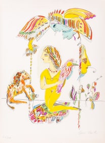 French School Figural Surrealist Scene Lithograph