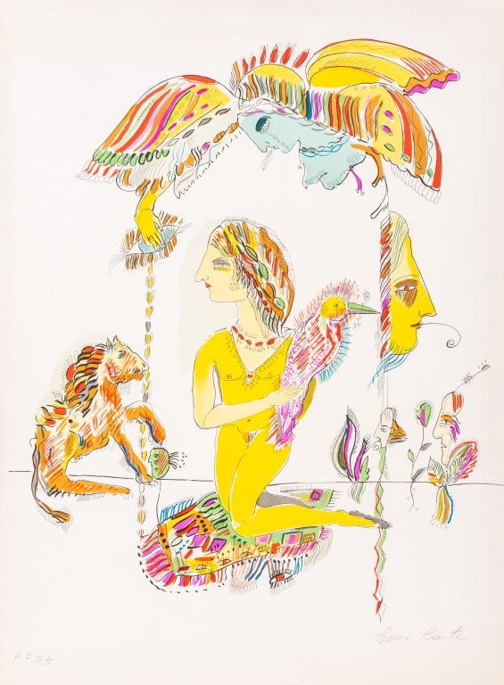 French School Figural Surrealist Scene Lithograph (1 of 9)