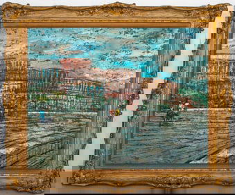 Illegibly Signed "Napoli Mergellina" Oil on Canvas