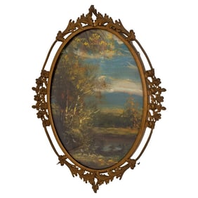American Landscape Scene Oil on Board