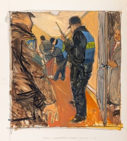 Michael Paraskevas Police Raid Acrylic on Paper