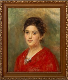 Post-Impressionist Portrait of Woman Oil on Board
