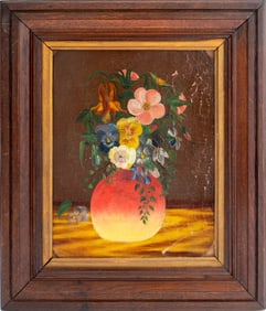 American Naive School Still Life Oil on Board
