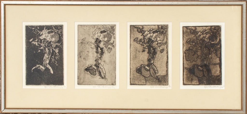 Illegibly Signed Abstract Brutalist Engraving, 4 (1 of 8)