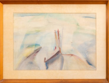 Illegibly Signed Abstraction Pastel on Paper