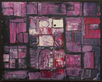 Rafael Maniago Abstraction in Purple Oil on Canvas