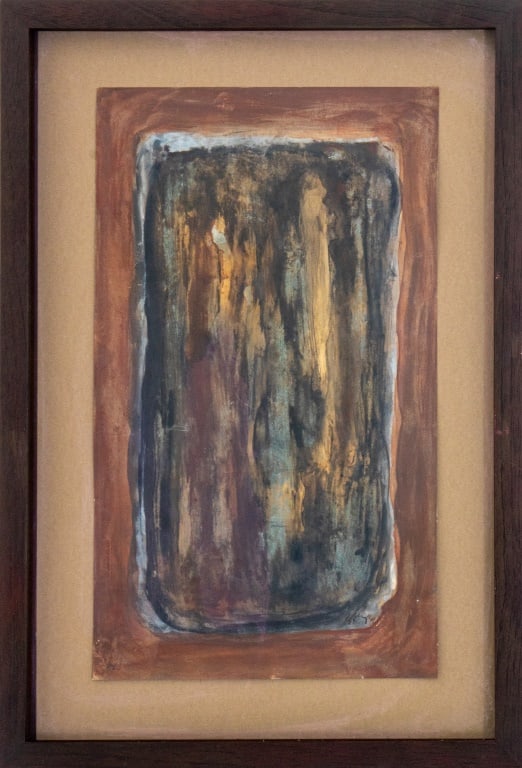 Illegibly Signed Abstract Acrylic on Copper (1 of 10)
