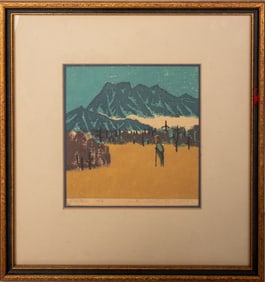 Umetaro Azechi Landscape Scene Woodblock, 1955