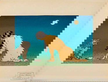 Tsukasa Yoshida "Moon" Woodblock