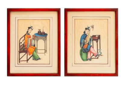 Chinese School Musicians Gouache on Rice Paper, 2