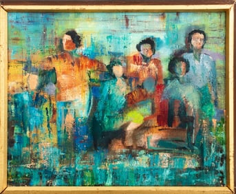 Janowitz Abstract Figural Oil on Canvas, 1969