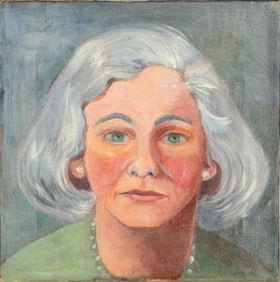 Illegibly Signed Portrait of a Woman Oil on Canvas