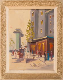 Illegibly Signed "Paris St-Denis" Oil on Panel (1 of 9)
