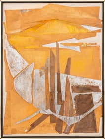 Deutsch Modernist Collage on Canvas, 1985