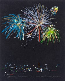 Micaela Myers "January Fireworks" Lithograph, 1982