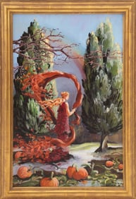 Contemporary School Autumnal Goddess Oil on Canvas