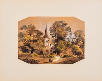 After Samuel Read "A Country Church" Watercolor