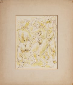 Charles Burdick 2 Women and Creature Mixed Media