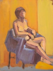 Penny Purpura Post-Cubist Nude Woman Oil on Panel