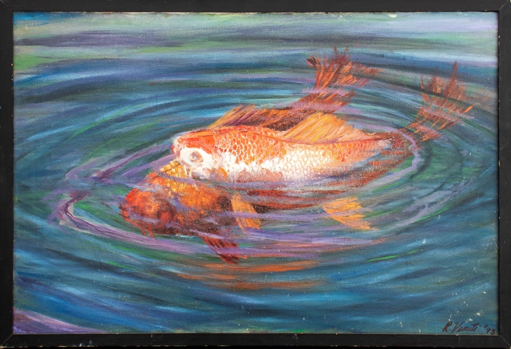 R. Venuti Carp in a Pond Oil on Canvas, 1993 (1 of 4)