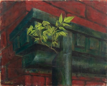 Charles Blum Tree Growing from Architecture Oil