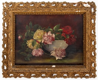 American School Still Life Scene Oil on Canvas