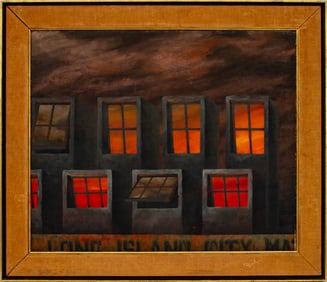 Charles Blum "Long Island City" Oil on Masonite