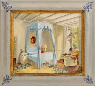 Robert Moore Interior Scene Acrylic on Board, 1990