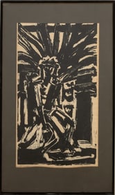 Donald Stacy "Woman Enthroned" Woodblock