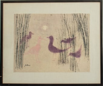 Paul Pollaro Abstract Birds Pastel on Paper