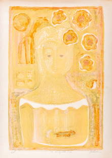 John Murray Barton "To Lenny with Love" Lithograph: John Murray Barton (American, 1921-2000), "To Lenny with Love", Lithograph in Colors on Paper, signed in pencil lower right, titled lower center, and marked "A.P." lower left, unframed. Sheet: 29.75"