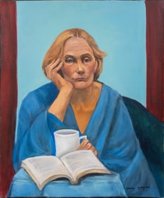 Penny Purpura Pensive Lady Portrait Oil on Canvas