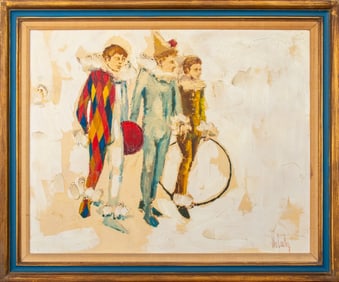 William Ray McCauley Three Clowns Oil on Canvas