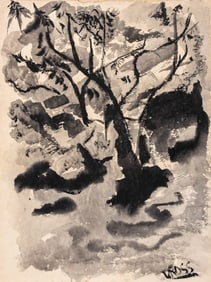 Earl Gross Abstract Landscape Watercolor on Paper