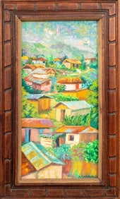 Emmanuel Pierre-Charles Village Landscape Oil