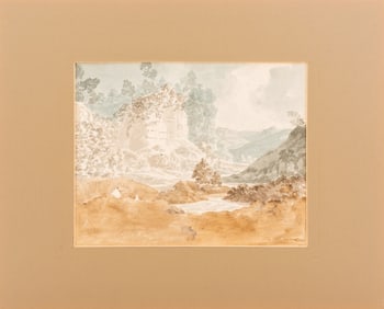 William Payne Style Mountain Landscape Watercolor