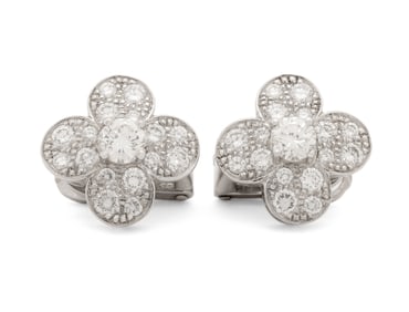 Van Cleef & Arpels Trefle 18K Diamond Earrings