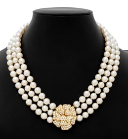 Van Cleef & Arpels 18K Gold Pearl Diamond Necklace