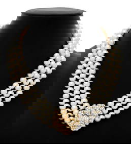 Van Cleef & Arpels 18K Gold Pearl Diamond Necklace (1 of 6)