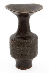 Lucie Rie Black Glazed Stoneware Bottle Vase