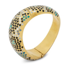 Angela Cummings 18K Opal, Black Jade & MOP Bangle