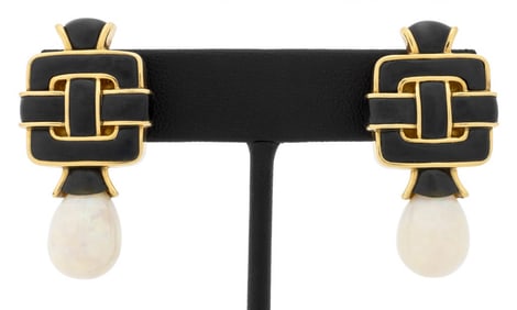 Angela Cummings 18K Gold Opal Jade Earrings