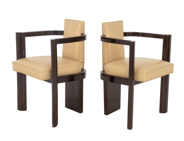 French Art Deco Rosewood Armchairs, Pair