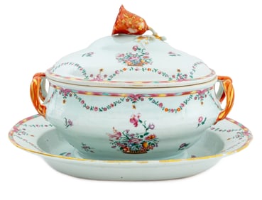 Chinese Export Famille Rose Porcelain Tureen, 1760